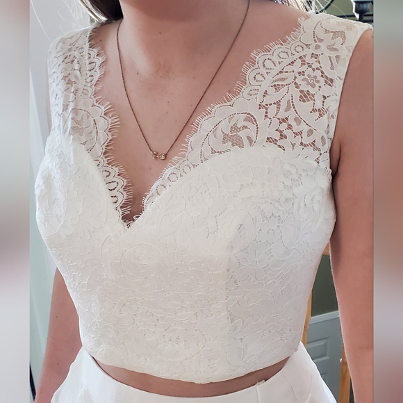 XS/S Wedding/Prom/Grad/Formal ivory dress as top/skirt - Picture 5 of 9